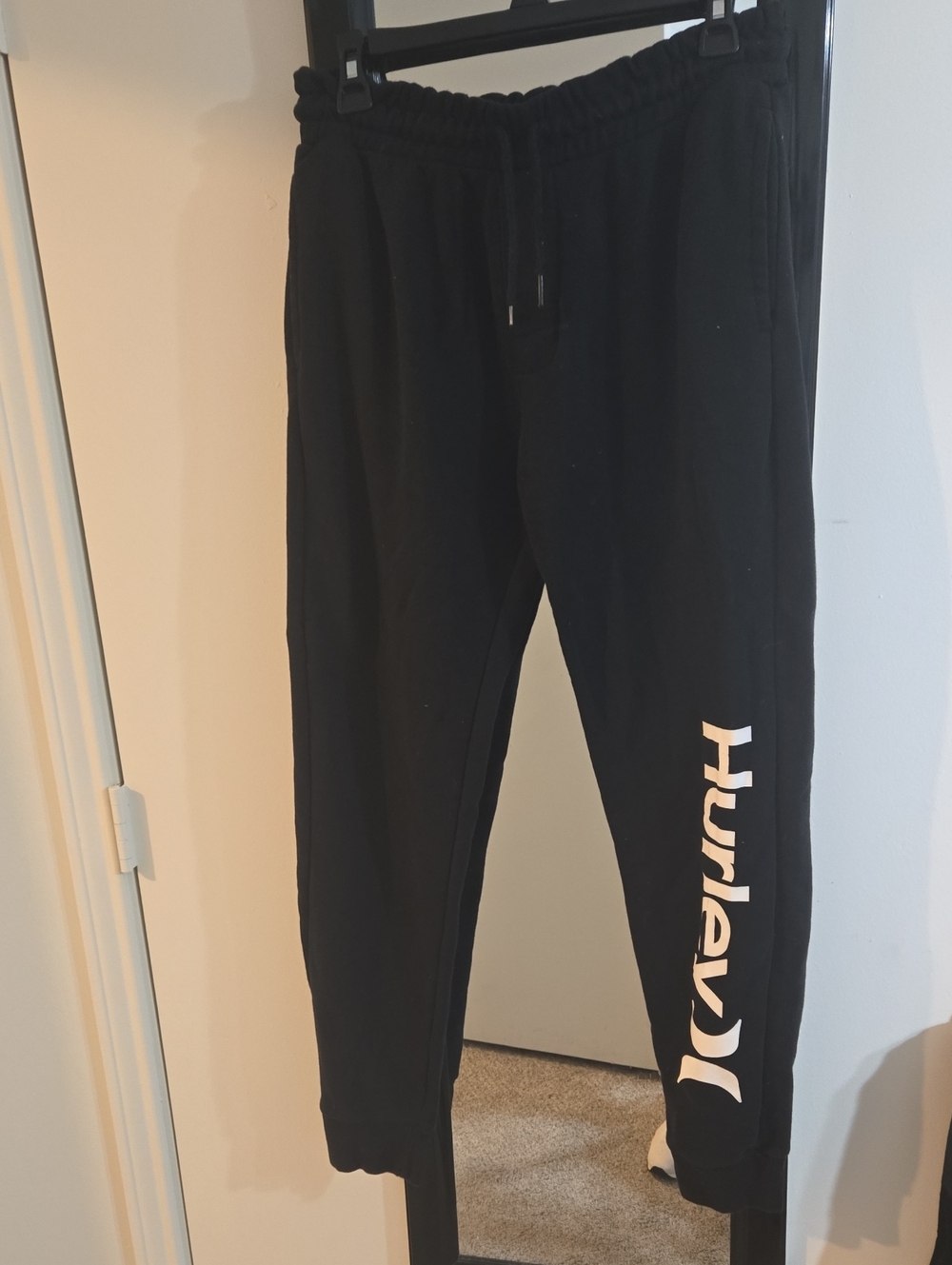 Hurley Black Jogger Sweatpants with White Side Logo